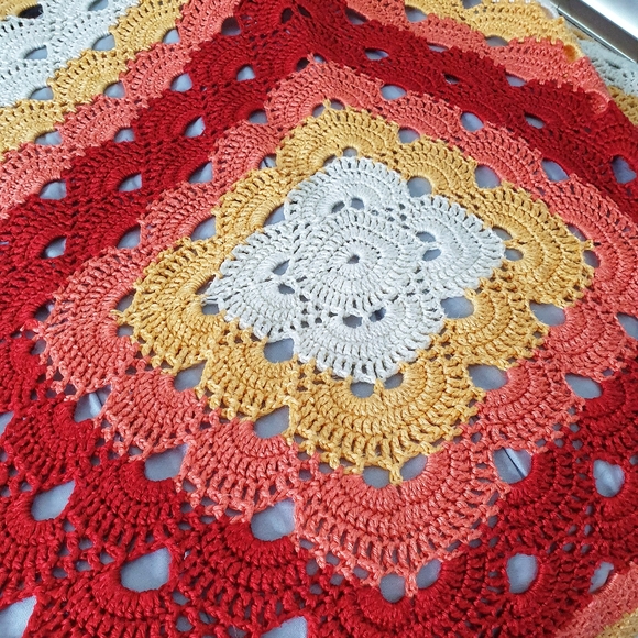 Handmade Crocheted Mandala Throw Blanket - Picture 2 of 3